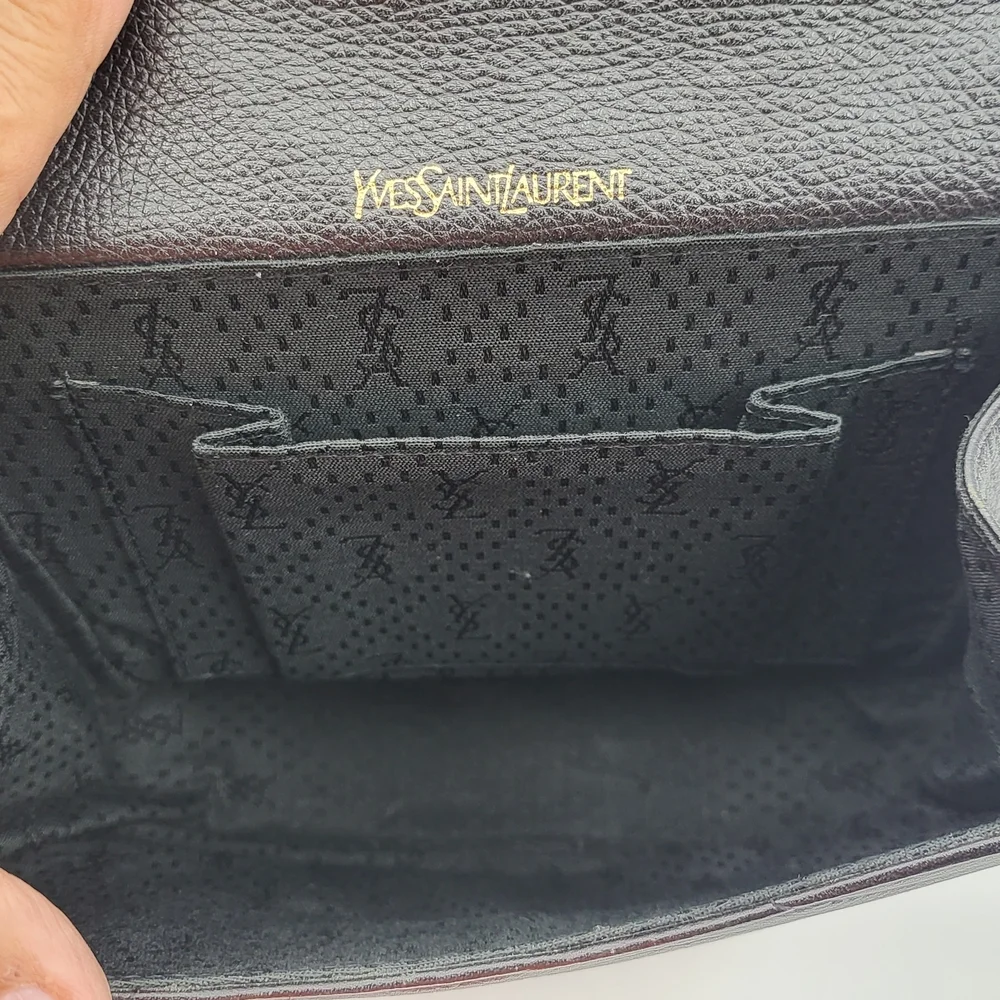 Yves Saint Laurent Cassandra Logo Black Leather Shoulder Bag Vintage Super Rare. - Picture 8 of 16